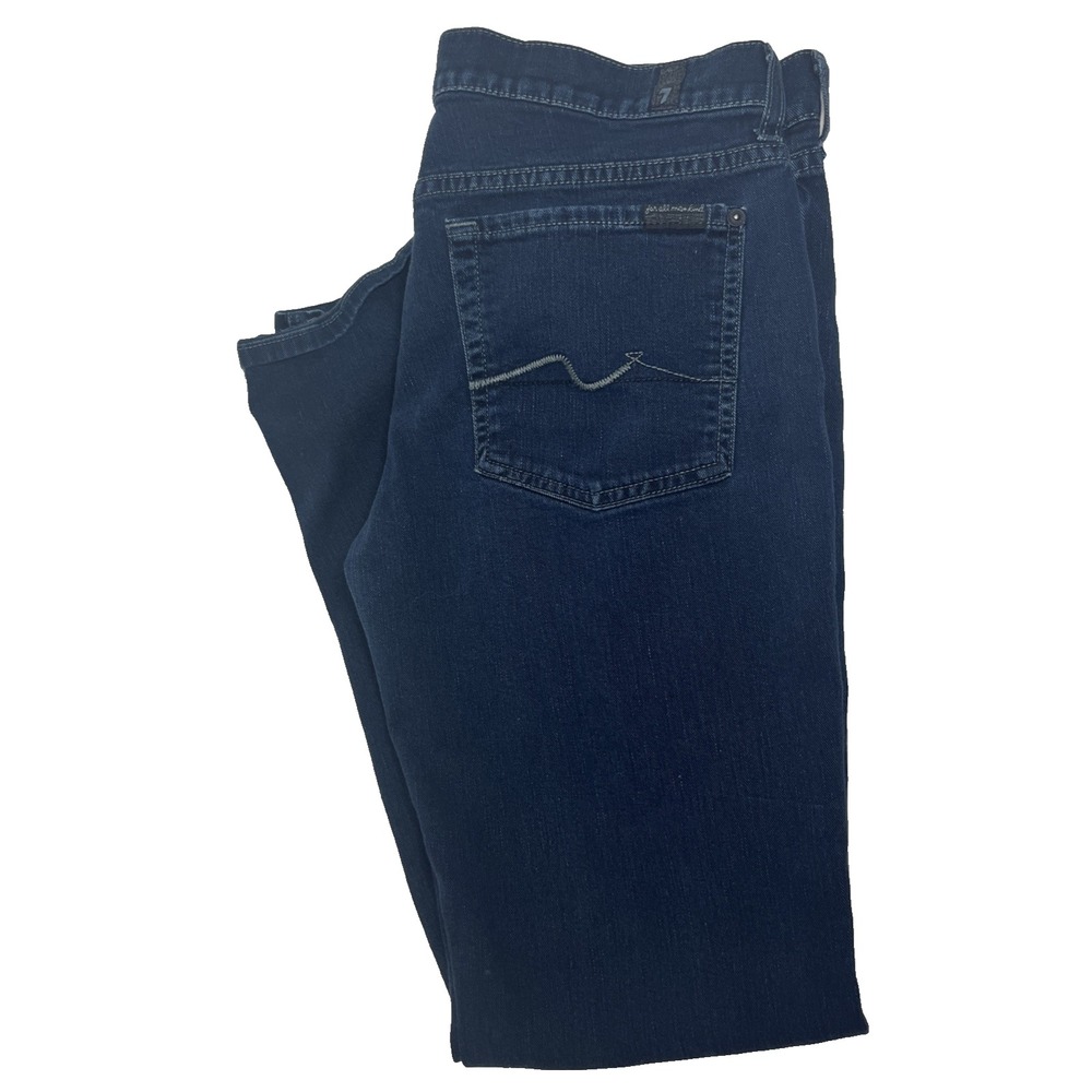 7 For All Mankind Womens Bootcut Jeans Size 31 Dark Blue 31X30 Cotton Stretch
